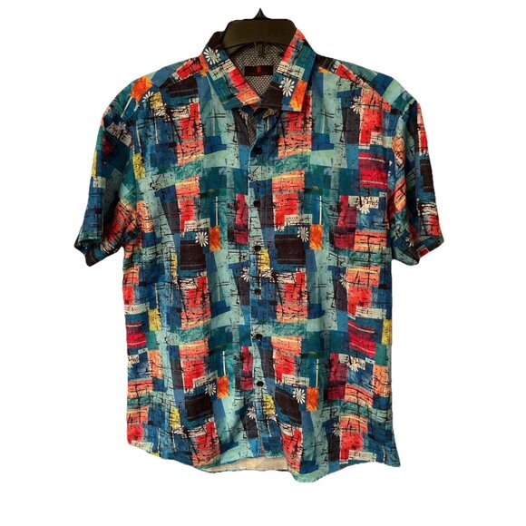 BC Collection Men’s XL Shirt Colorful Abstract Designed In Miami Imported - Picture 1 of 9